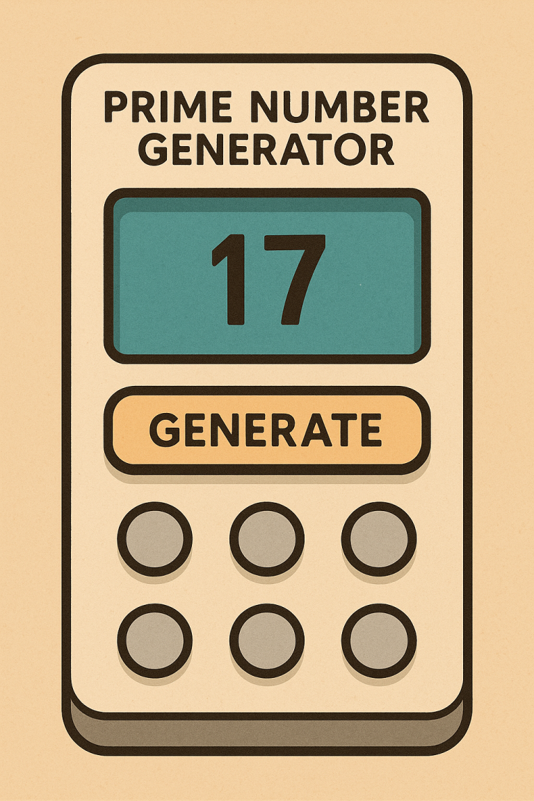 Prime number generator app with number 17 and generate button.