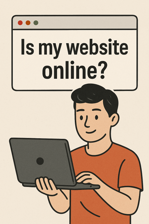 Person using a laptop with a website question on screen.