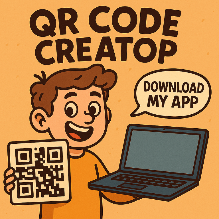 Child promoting QR code app download