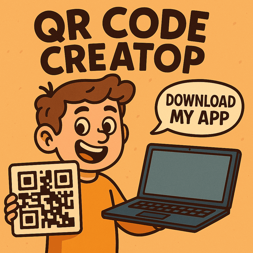 Child promoting QR code app download