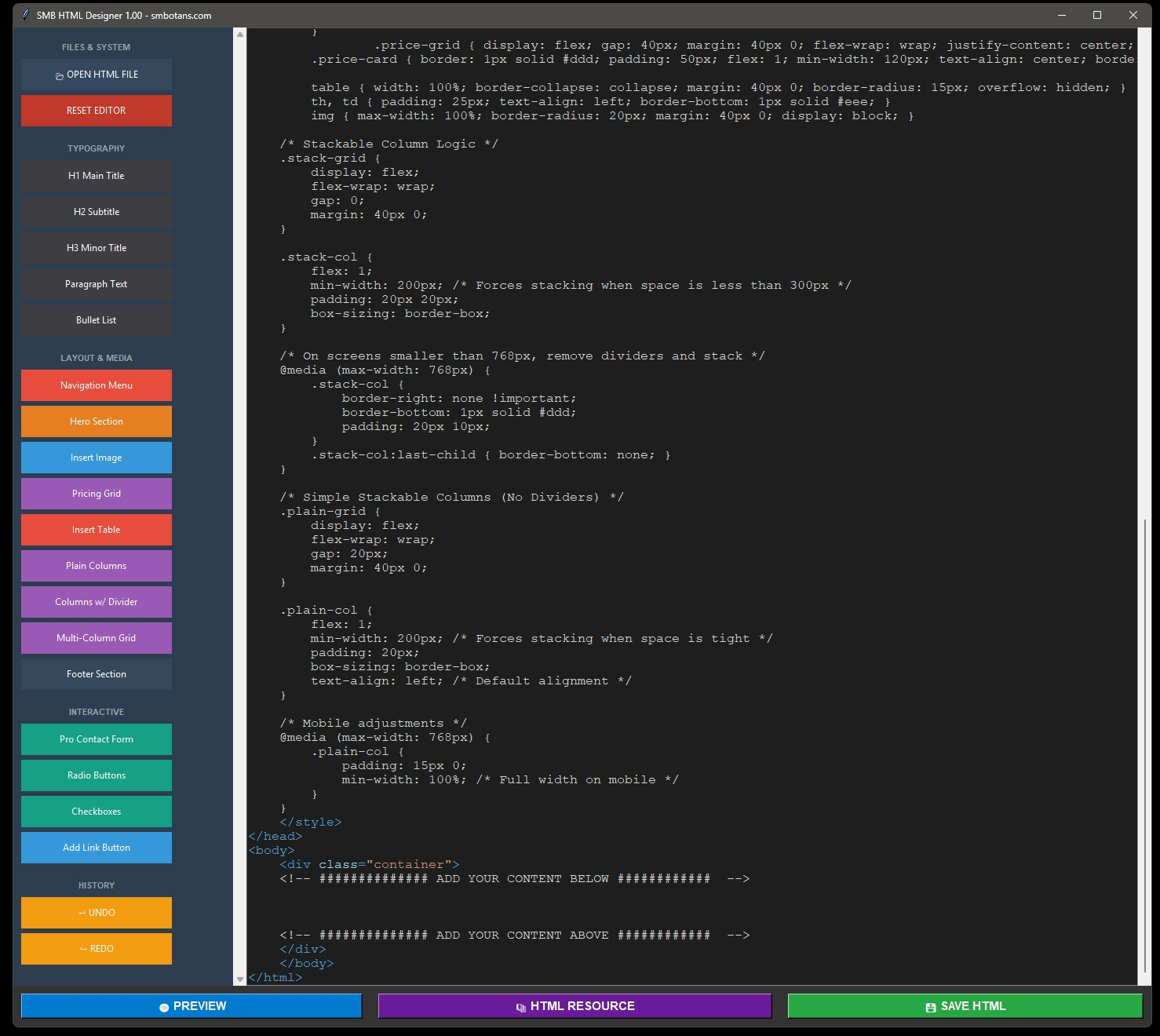 Code editor displaying layout and media settings.